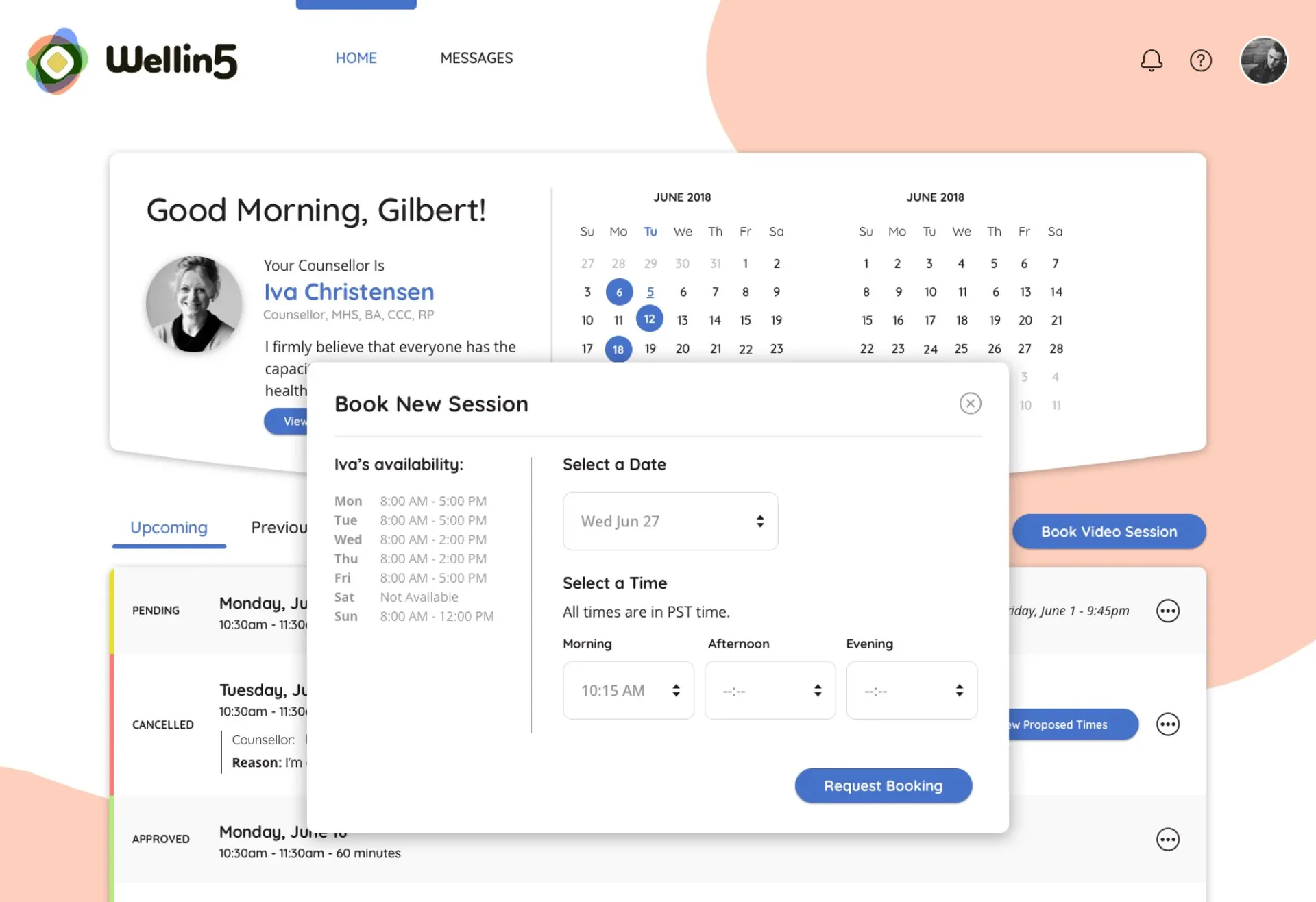 Desktop Dashboard Booking Flow